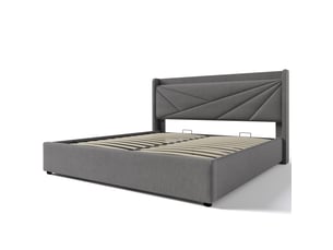 Lit coffre 160x200 cm <strong></strong> <strong></strong> coloris gris