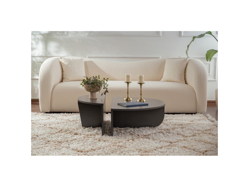Tables basses gigognes en bois mdf mélaminé anthracite 90 x 60 x 30 cm lot de 2 - Conforama D