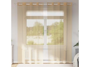 Lot de 2 rideaux en voile, voilages avec œillets sable cf44418