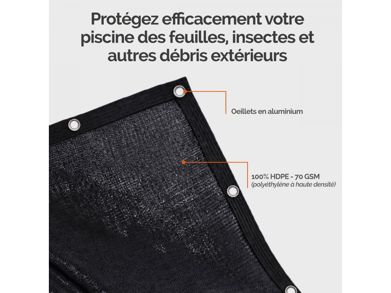  Filet de protection anti-feuilles - 70 gm² - pour piscine 3 x 5 m - noir  - Conforama C
