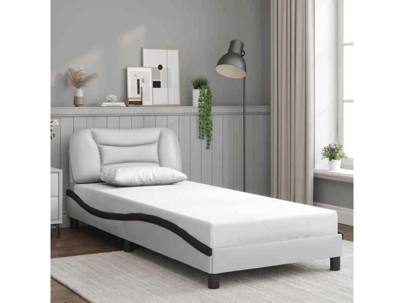  Lit simple- lit adulte -  cadre de lit avec led sans matelas hvar blanc et noir 80x200 cm  - Conforama C