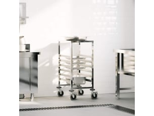 Desserte de cuisine, chariot à plateaux 6 bacs gn 39x55x87 cm acier inoxydable