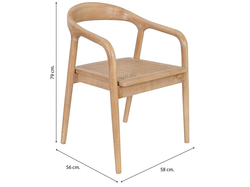 Chaise en bois et rotin marron 58 x 56 x 79 cm (h)  - Conforama C
