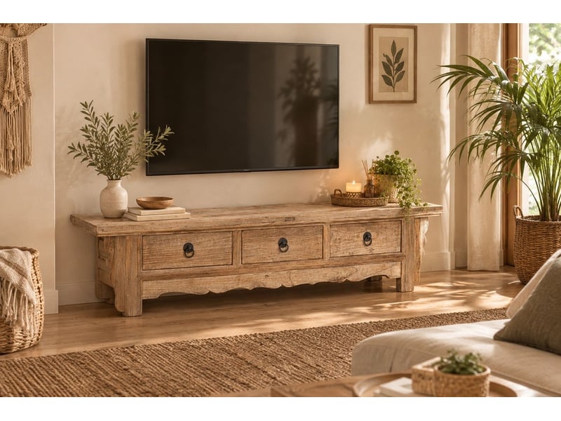  Meuble bas en bois beige 160x40x35 cm h  - Conforama B