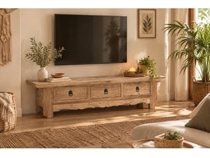 Meuble tv coloris beige 160 cm <strong>WANDERLUST DECO</strong>  <strong></strong>