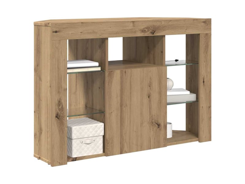  Meuble tv led d'angle 100x40x68cm chêne artisanal  - Conforama C