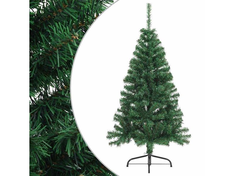  Sapin de noël artificiel, arbre de noël moitié avec support vert 150 cm pvc  - Conforama A