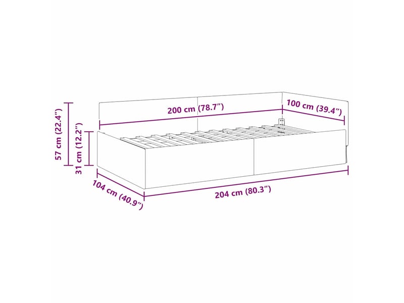  Lit adulte, lit simple, cadre de lit d'angle bleu 100cmx200cm tissu cf6823  - Conforama E