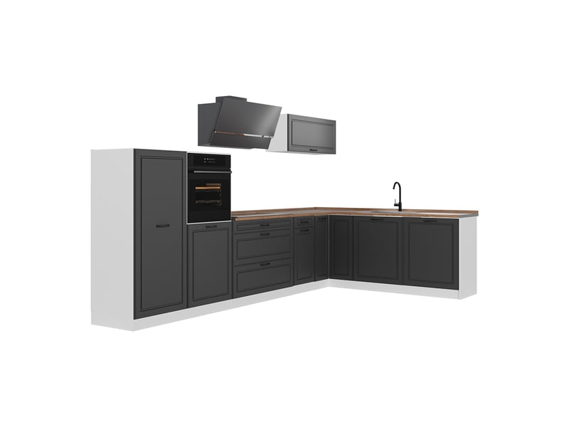 Vicco cuisine en angle, anthracite campagneblanc, 347 x cm plan de travail chêne doré - Conforama A