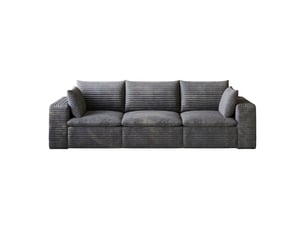 Canapé modulaire 260 cm 3 places gris foncé en velours côtelé sans montage