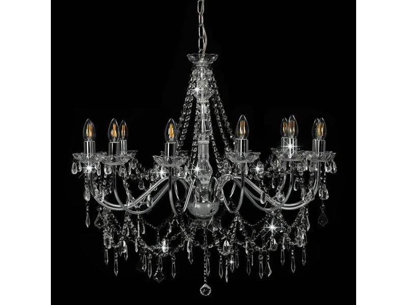  Lustre suspendu design antique 80 x 75 cm avec 12 ampoules personnalisables en métal argenté 02_0046416  - Conforama D