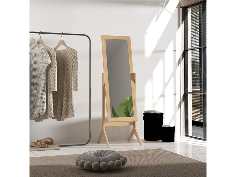  Miroir en pied grand miroir de sol inclinaison réglable pour chambre dressing 47 x 46 x 148 cm en chêne  - Conforama W
