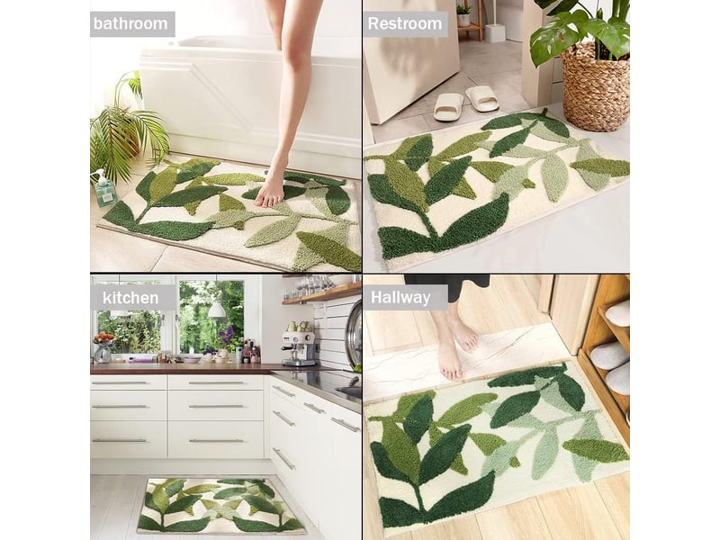 50x80cm tapis de bain antidérapant, absorbant tapis de salle de bain doux microfibre vert tapis de douche lavable en machine tapis d'entrée pour cuis - Conforama B
