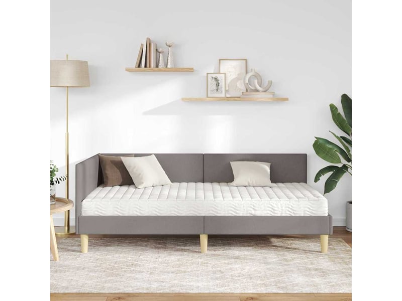 Cadre de lit d'angle | lit simple | lit adulte avec matelas autre 2 pcs taupe tissu 100x200 cm - Conforama D