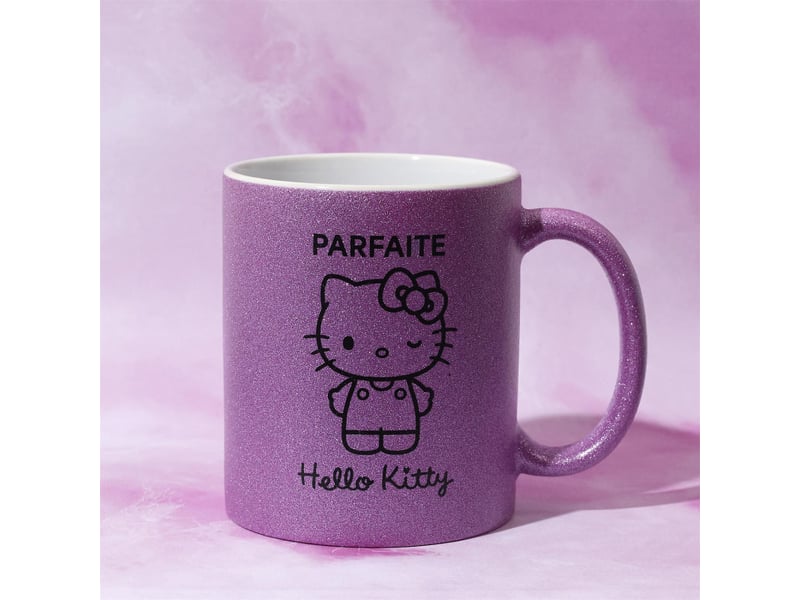  Lot de 4 mugs hello kitty pailletés 30 cl - 4 couleurs et motifs assortis  - Conforama E