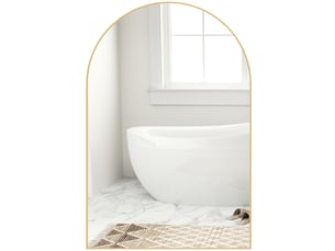Miroir mural arqué miroir de salle de bain avec cadre en alliage d'aluminium pour chambre salon entrée 60 × 90 cm or