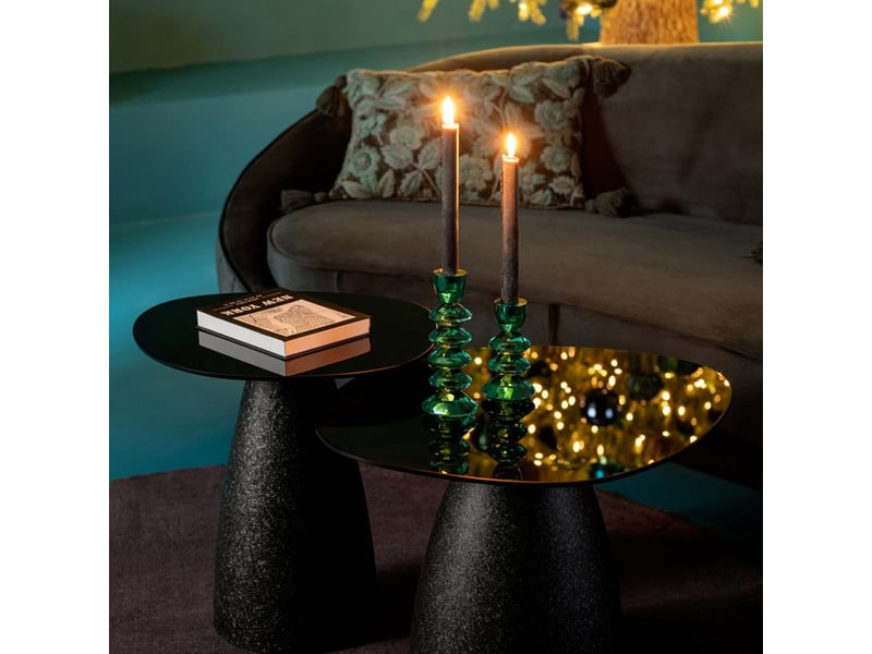  Lot de 2 bougeoirs en verre brahim 21cm turquoise  - Conforama D