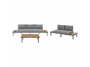 Ensemble de salon de jardin avec table 5 places fivizzano acacia gris foncé