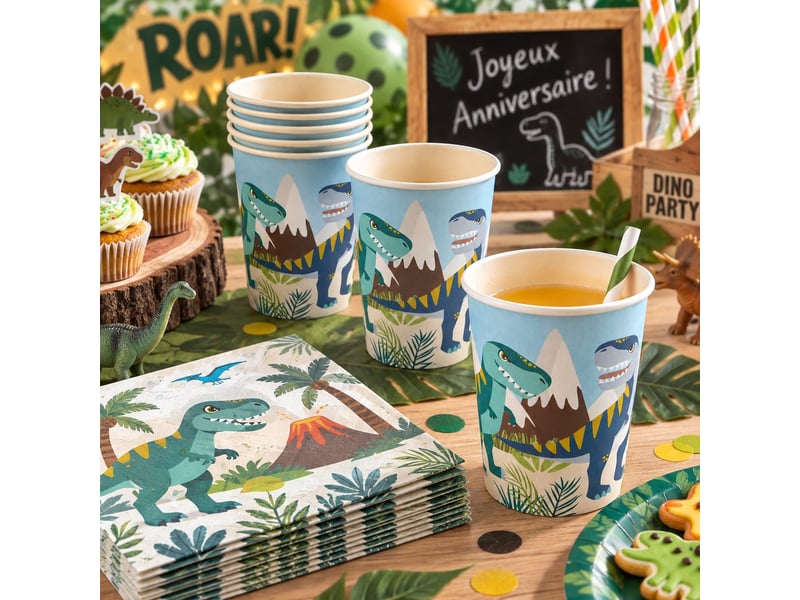  Set de 6 gobelets en pulpe de bambou happy dino  - Conforama B