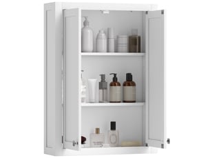 Armoire murale de salle de bain 2 portes et étagères blanc 61 x 20 x 84 cm