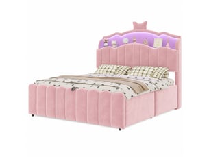 Lit coffre 140x200 cm <strong></strong> <strong></strong> coloris rose