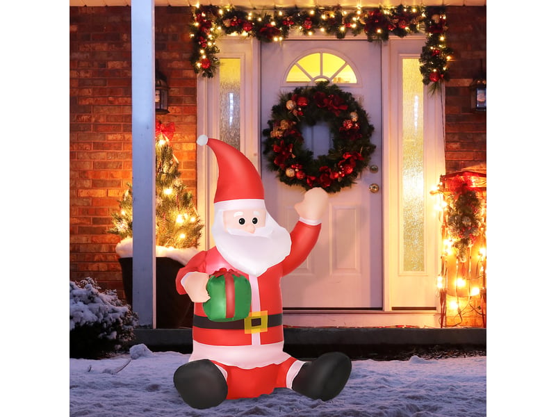  Décoration de noël père noël, 1,2 m, autogonflante, led, avec souffleur, rouge et blanc  - Conforama D