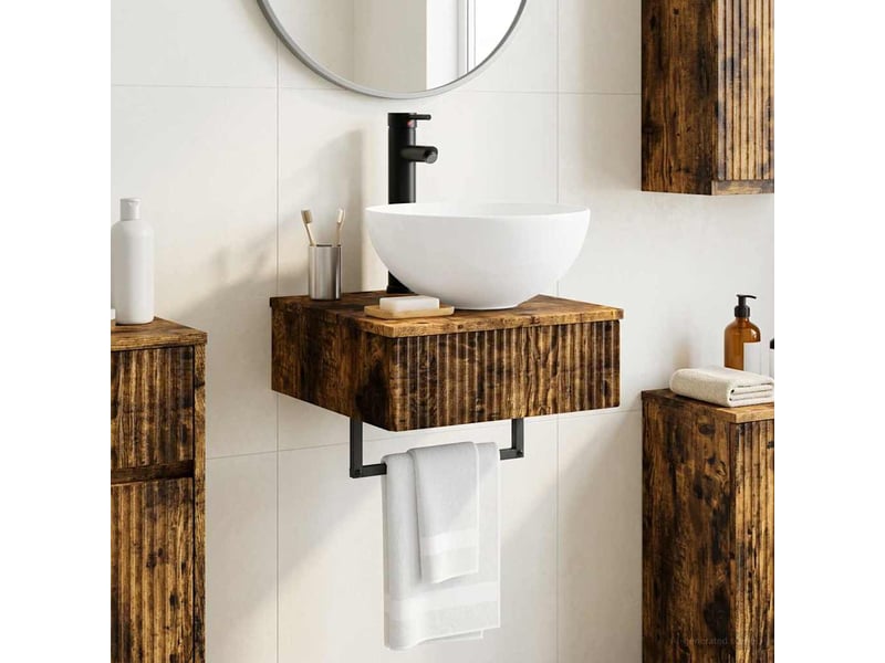  Basin de lavage mural, lavabo chêne fumé 40x41x40.5 cm  - Conforama B