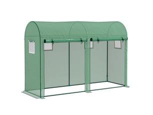 Serre tunnel de jardin 300x100x200 cm – verte – structure acier, 4 fenêtres et double porte enroulable