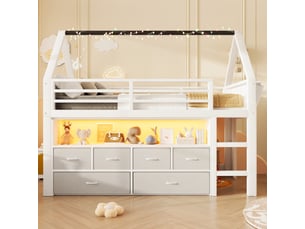 Lit mezzanine 90x200 cm   CozyNest coloris blanc