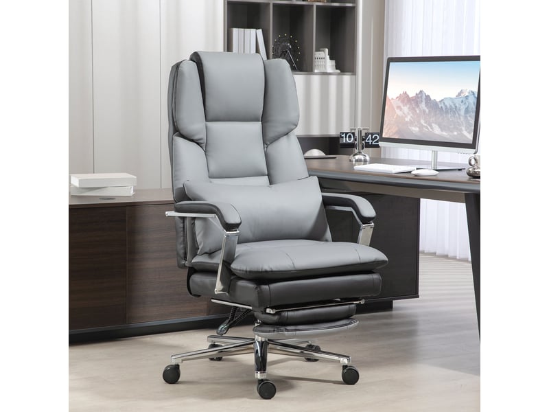 Chaise de bureau ergonomique et réglable, 63 x 71 x 123-129 cm, gris clairnoir  - Conforama C