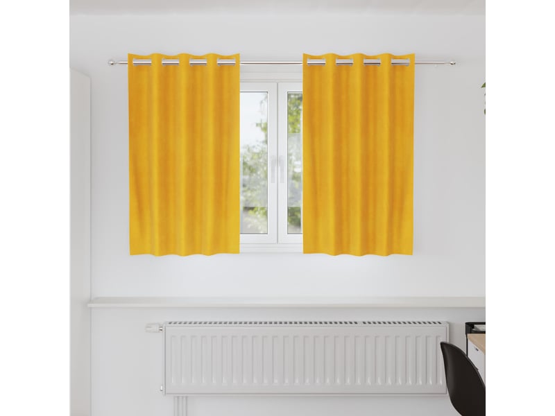 Lot de 2 rideaux, rideaux de fenêtre jaune moutarde 140 x 140 cm velours cf44074  - Conforama B