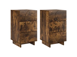 Table de chevet - cabinet de chevet - table de nuit 2 pièces chêne fumé 33,5 x 34,5 x 60 cm
