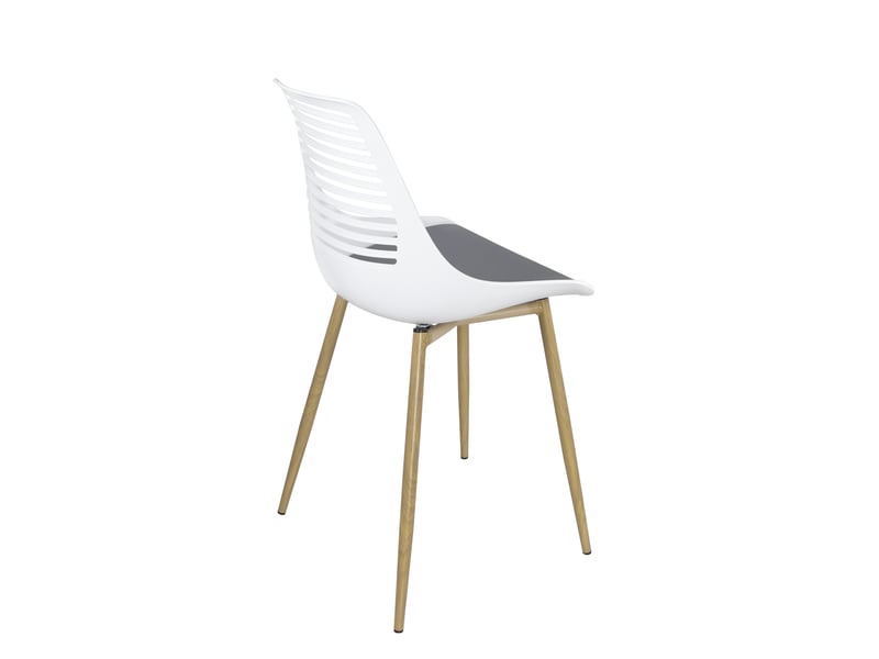  Lot de 2 chaises de cuisine vintage geos avec dossier ajouré, assise rembourrée blanc et gris  - Conforama E