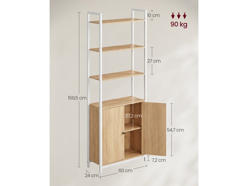  Bibliothèque verticale design épuré réglable 24 x 60 x 159,5 cm pour salon chambre en aggloméré noir 12_0011307  - Conforama B
