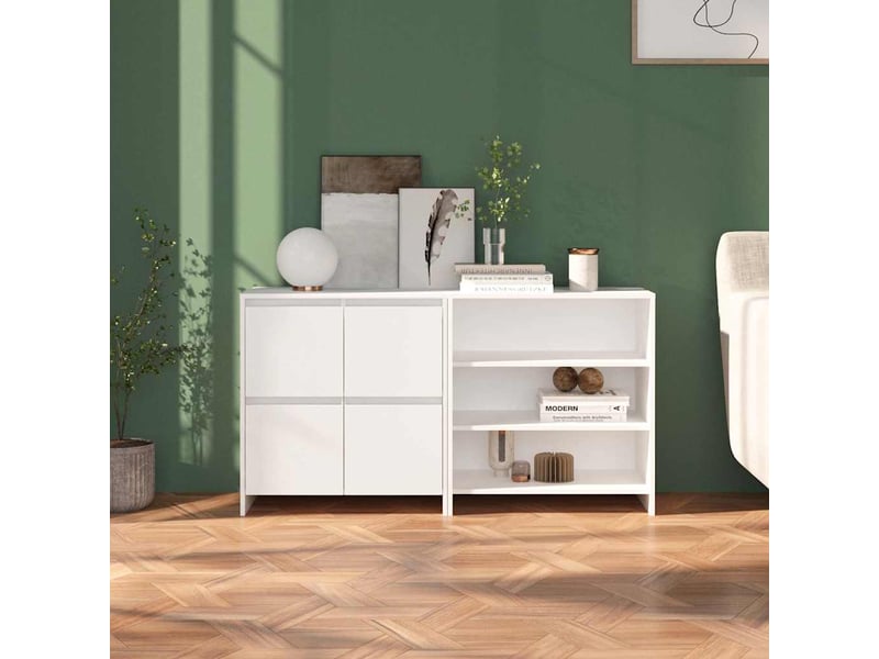  Buffets 2 pcs - bahut - meuble de rangement blanc bois d'ingénierie  - Conforama B
