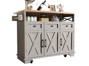 Desserte de cuisine 118x43x98 cm plateau rabattable mdf gris