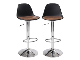 tabouret de bar assise réglable en hauteur <strong>KAYELLES</strong> - marron hauteur d'assise 82 cm vendu Par paire