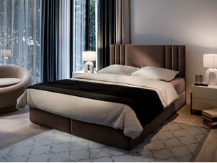 Lit avec rangement 140x200 cm <strong>MASSENO</strong>  <strong></strong> coloris marron