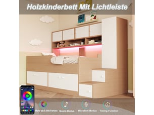 Lit mezzanine 90x200 cm OKMYHOME coloris naturel