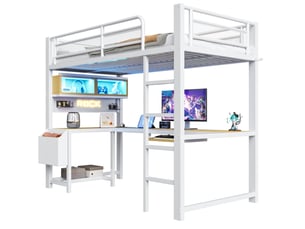 Lit mezzanine 90x200 cm <strong>HAVRYA</strong>  <strong></strong> coloris blanc