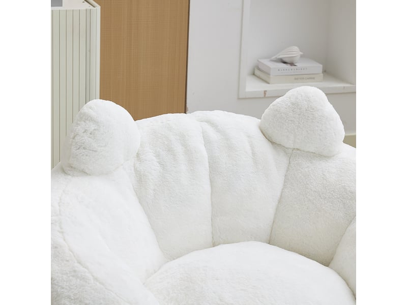  Pouf poire - canapé en forme de chat avec longs repose-pieds, pouf adulte, aucun montage requis, blanc  - Conforama E