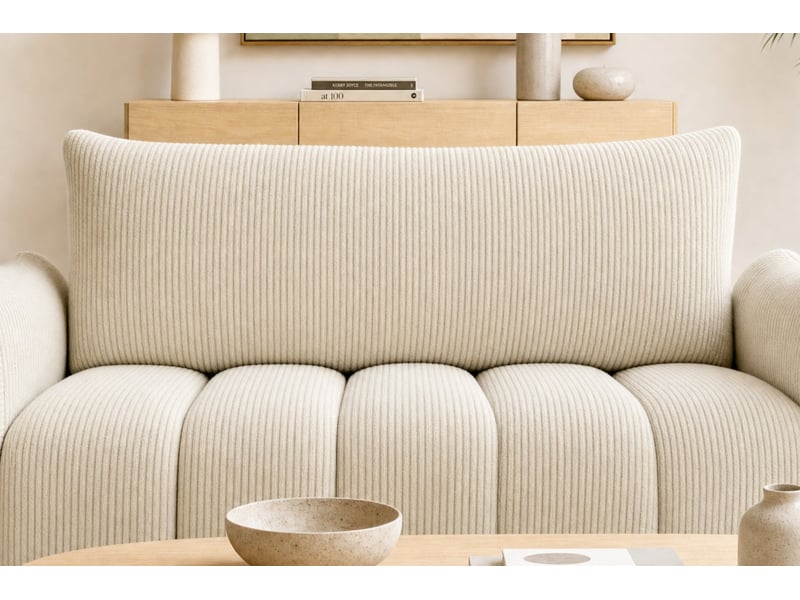  Moorea - canapé droit convertible petit velours côtelé 2 places beige  - Conforama D