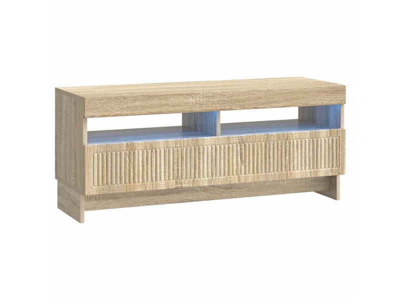  Meuble tv - banc tv - meuble de rangement led 5 pièces chêne sonoma bois d'ingénierie  - Conforama E