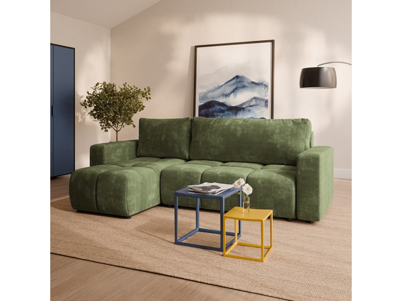 Canapé d'angle ramil, tissu chenille vert - Conforama B