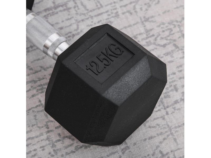 Haltère hexagonal fixe 12,5 kg – noir – poignée moletée antidérapante pour entraînement musculaire - Conforama D