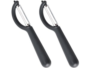 Éplucheur universel (2 pcs), éplucheur pivotant en acier inoxydable, couteau cuisine avec lame tranchante pour légumes fruits, noir