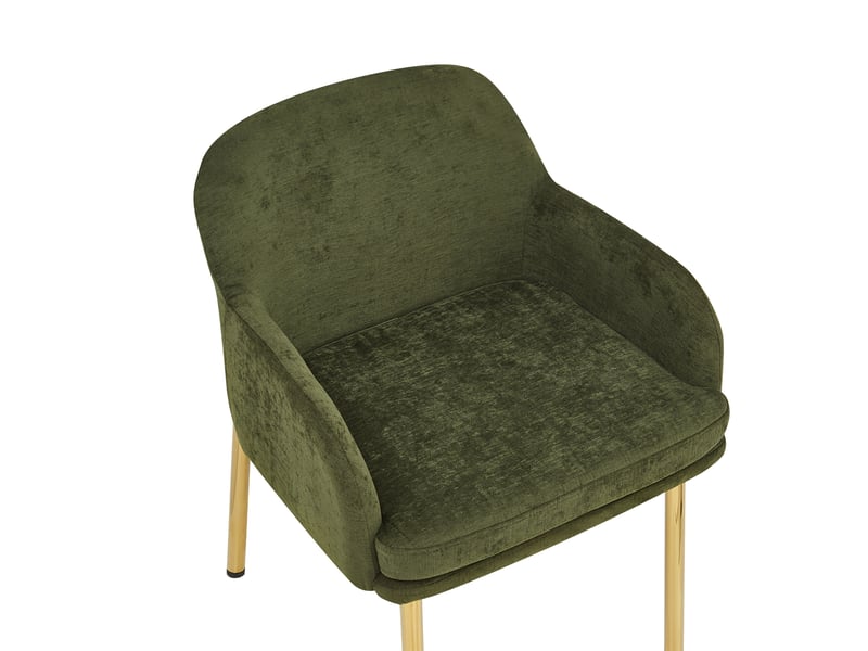  Lot de 6 chaises de salle à manger 61x59x78,5 cm, accoudoirs, dossier ergonomique, tissu polyester, fer, vert  - Conforama D