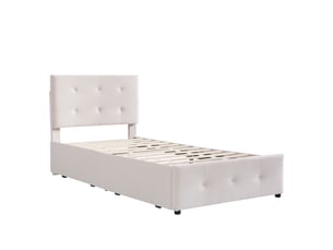 Lit avec rangement 90x200 cm BEAOK   coloris beige