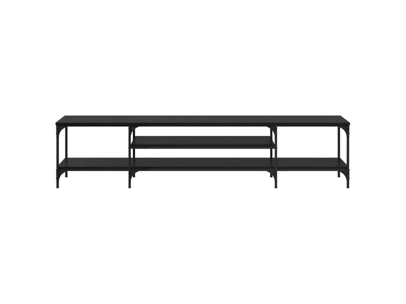  Meuble tv - banc tv - meuble de rangement chêne noir 201 x 35 x 45 cm bois d'ingénierie et fer  - Conforama E