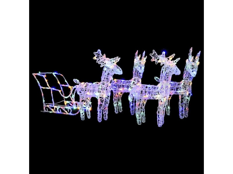 Décoration de noël rennes et traîneau 280x28x55 cm acrylique  - Conforama A